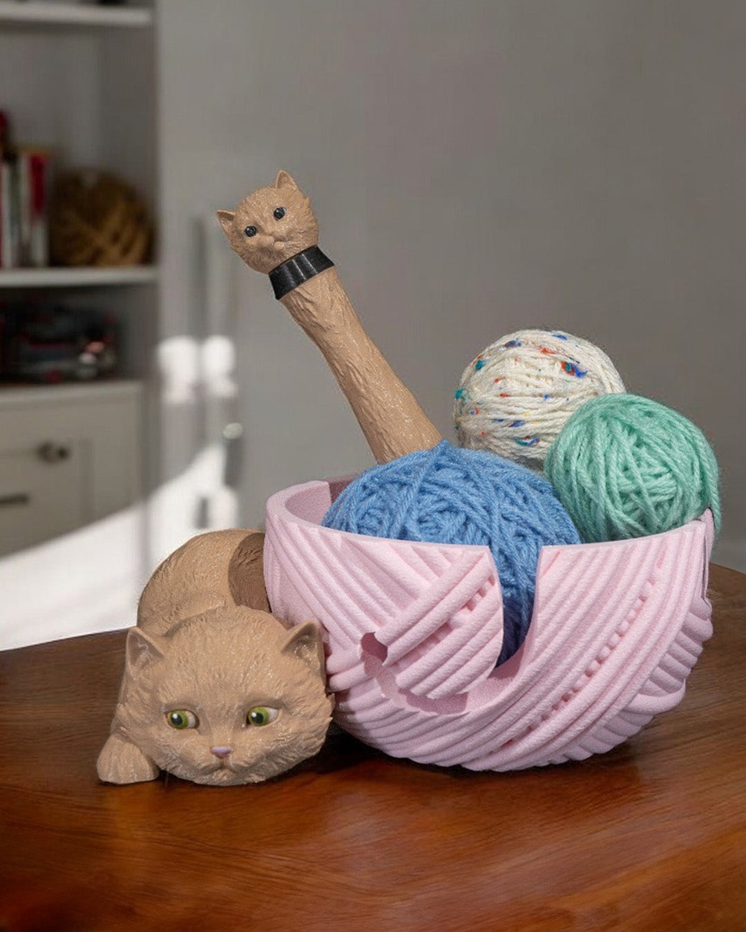 Cat and Ball of Yarn, Yarn Bowl and Hook Case