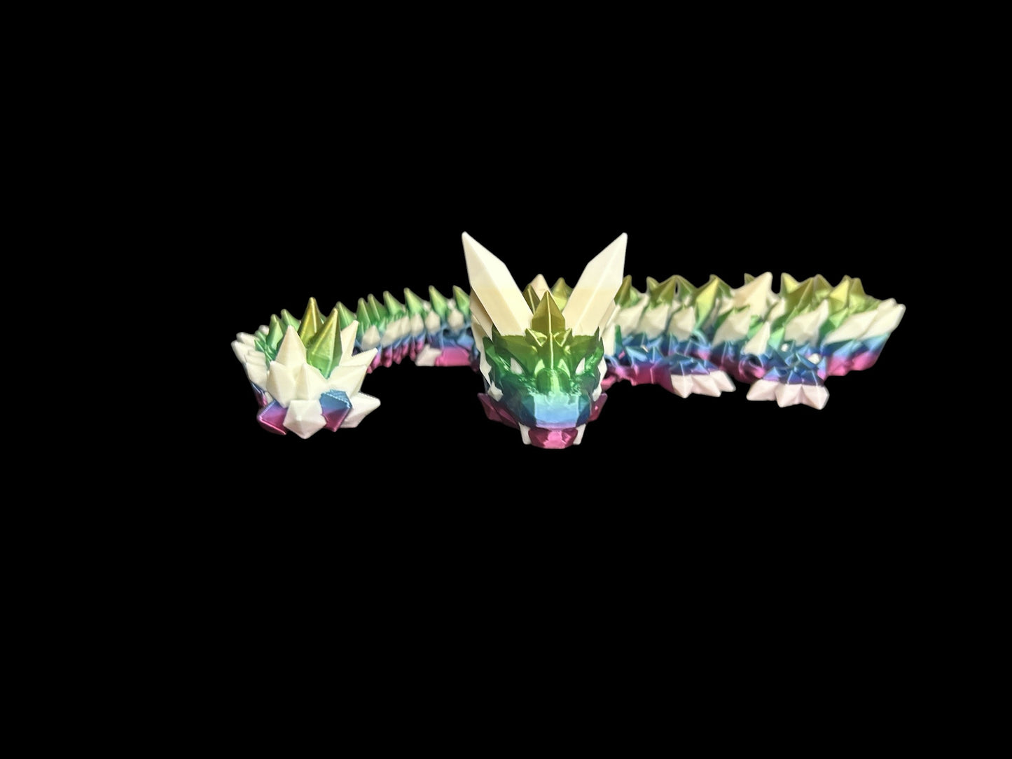 Rainbow Articulating Crystal Dragon by Cinderwing3D - 26 Inches