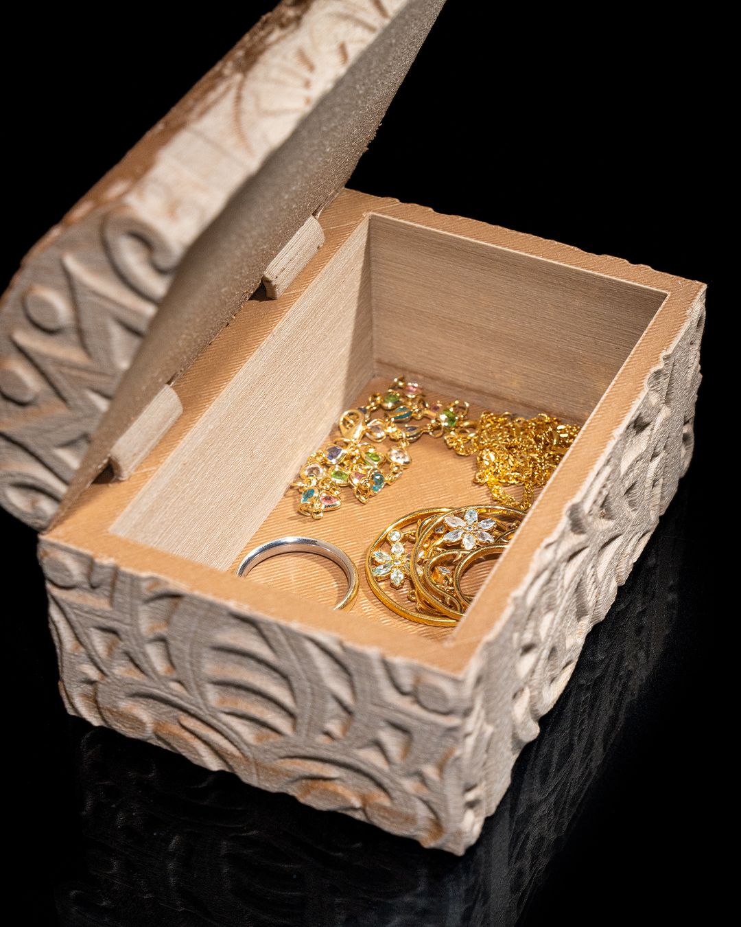 Carved Jewelry Box - 3 Sizes