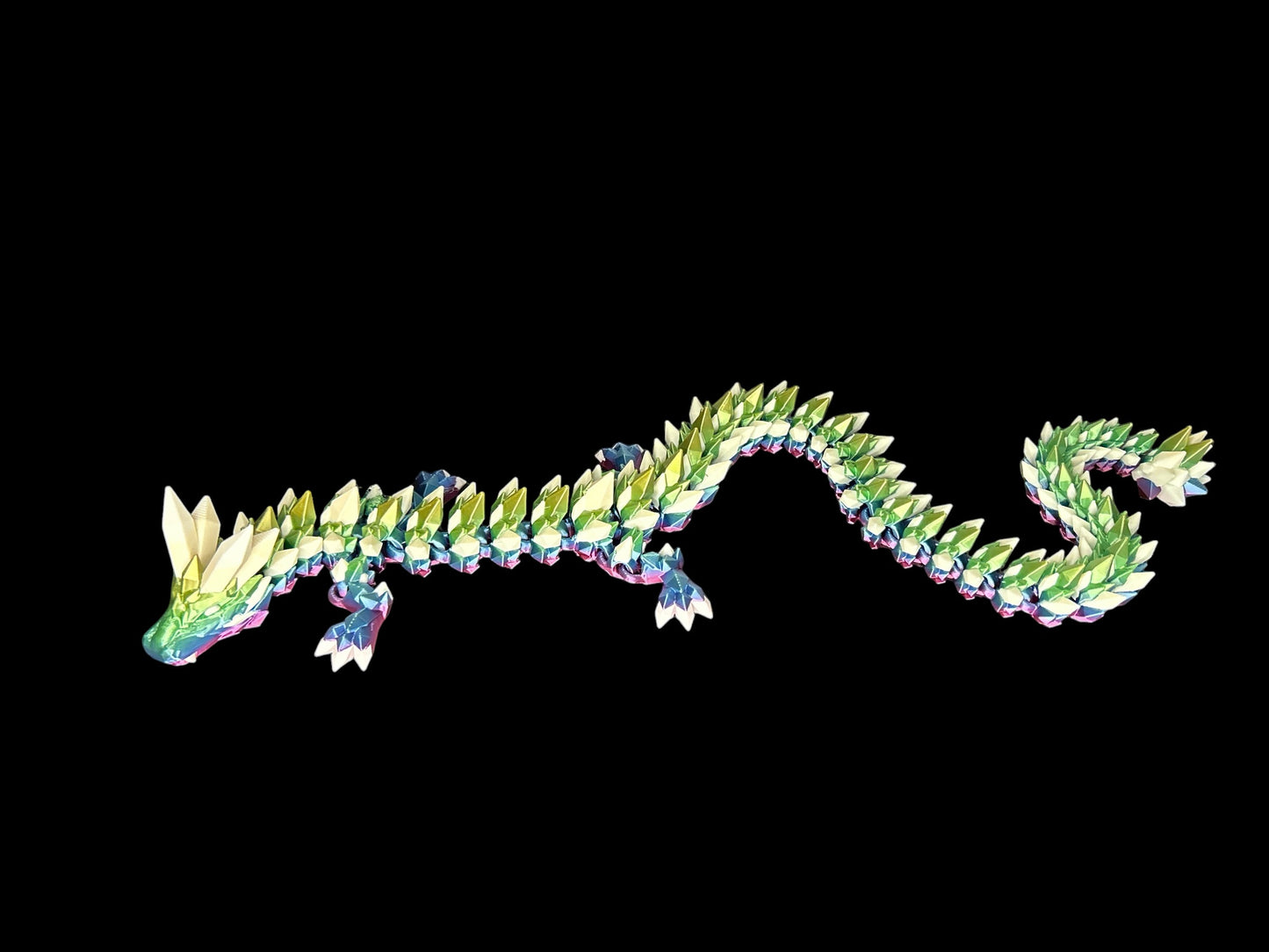 Rainbow Articulating Crystal Dragon by Cinderwing3D - 26 Inches