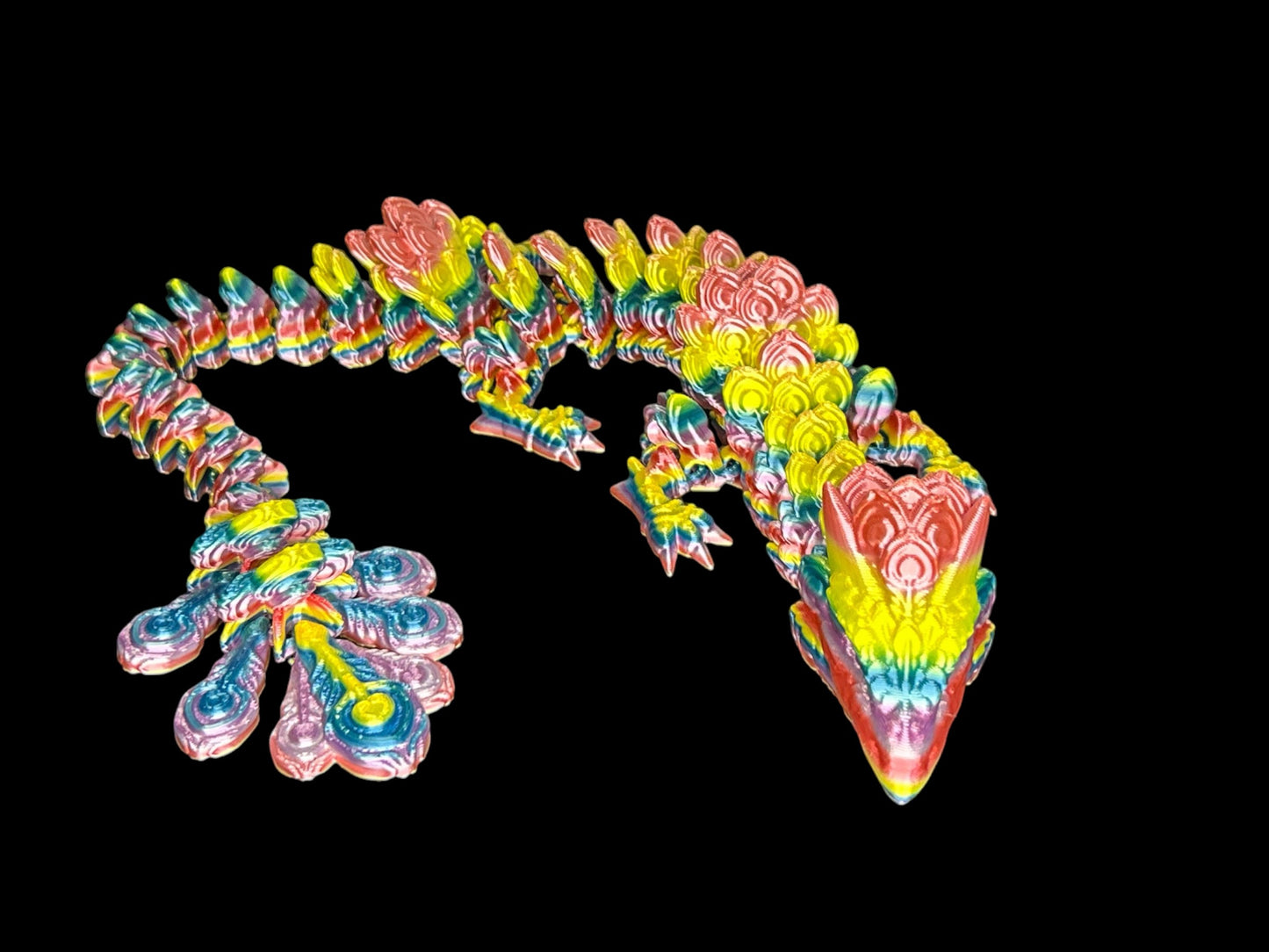 Rainbow colored articulating dragon