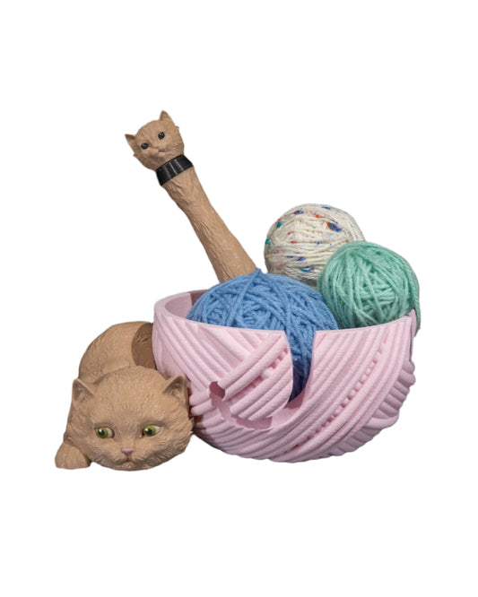Yarn Bowl with Cat and Hook Case